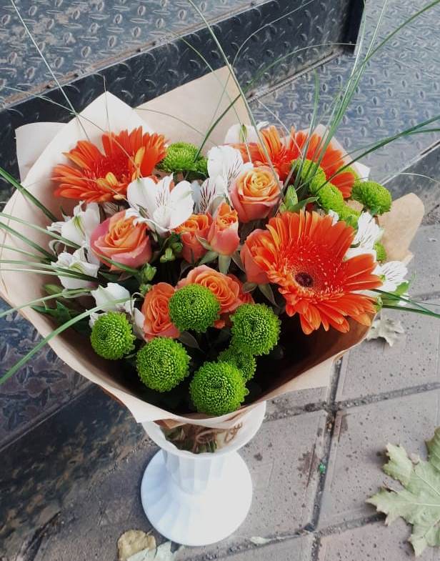 Букет цветов из: Герберы, Хризантемы, Альстромерии и Розы в Симбухово