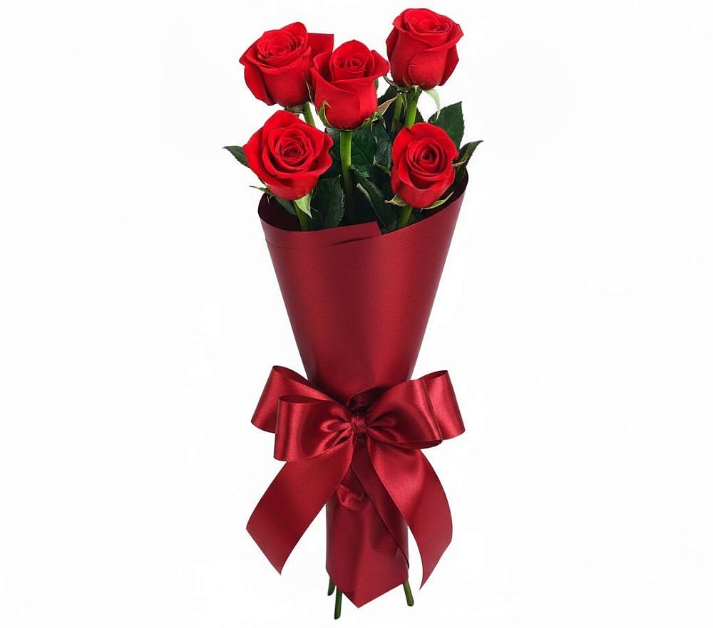 Букет 5 Красных роз Эдлесс Лав в Симбухово