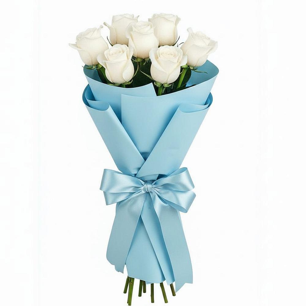 Букет 7 белых роз Проуд в Симбухово