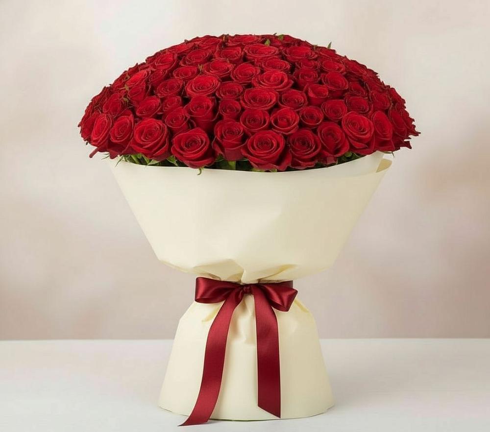 Букет 101 Красная роза Милано в Симбухово