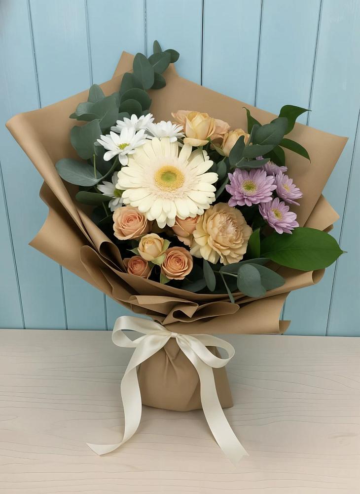 Букет цветов из: Герберы и Хризантемы в Симбухово