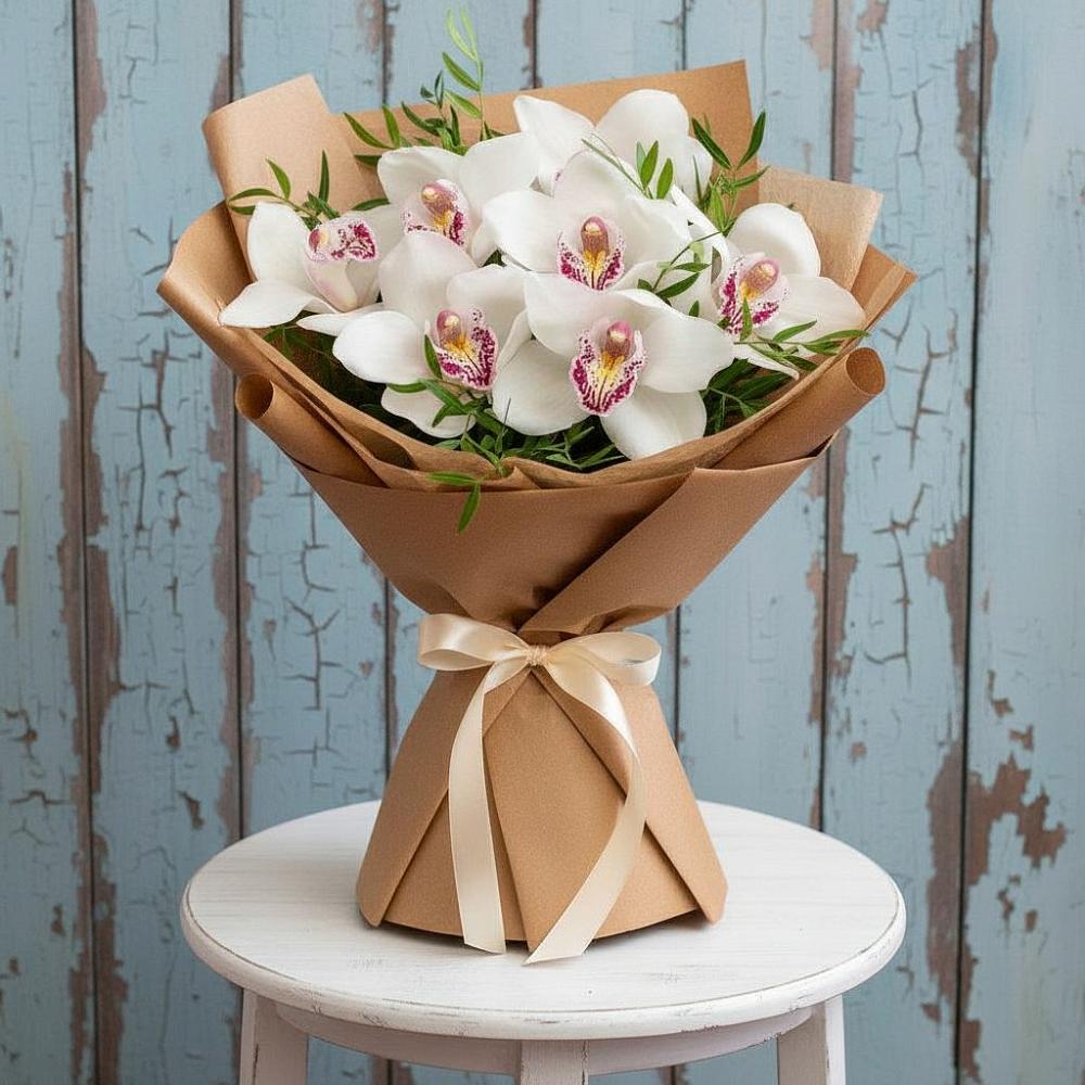 Букет цветов из: Орхидеи и Розы в Симбухово