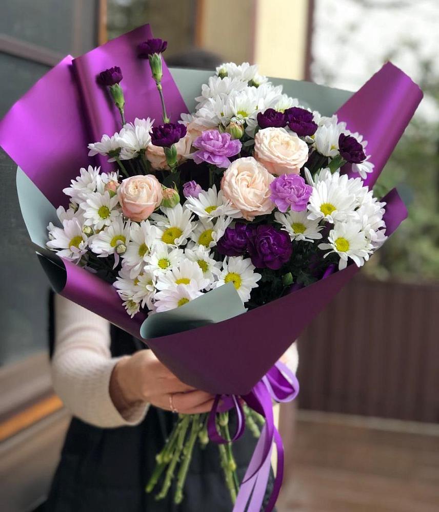 Букет цветов из: Хризантемы, Гвоздики и Розы в Симбухово