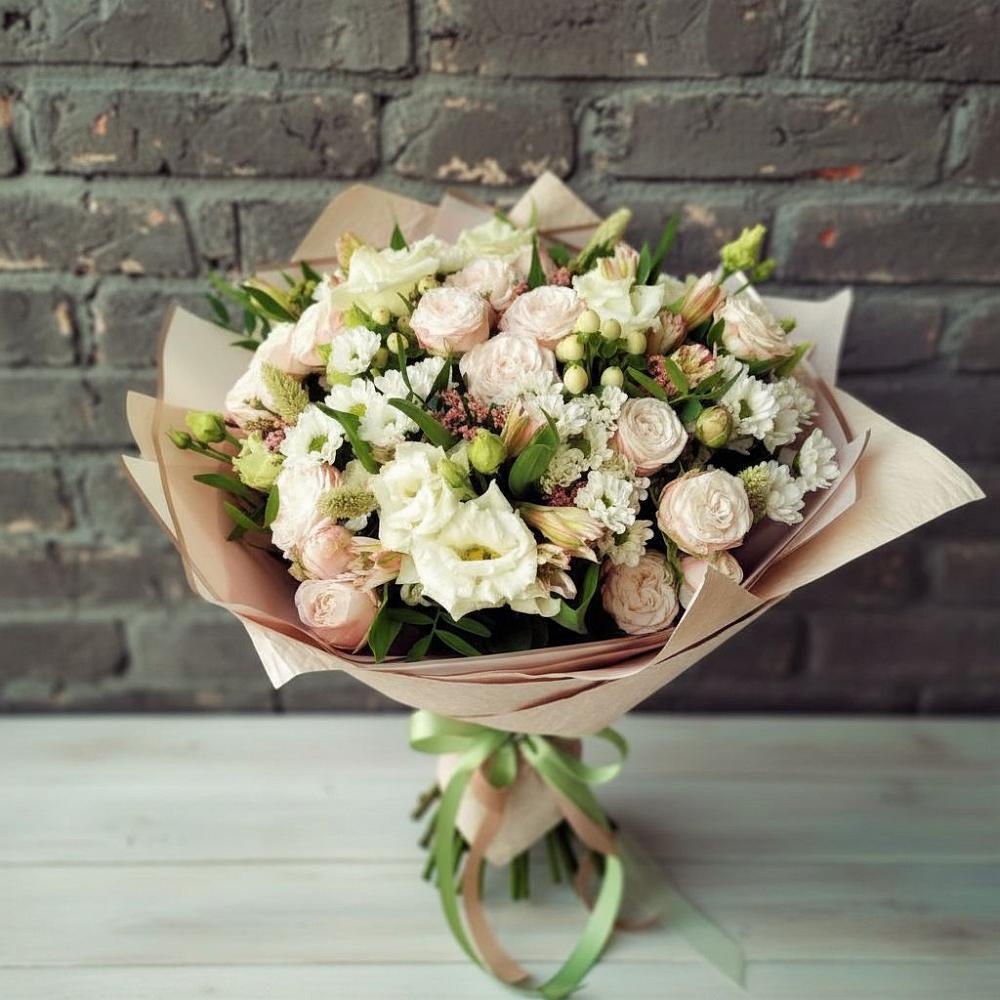 Букет цветов из: Альстромерии, Розы и Хризантемы в Симбухово