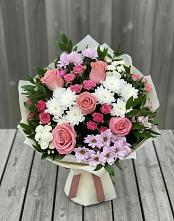 Букет цветов из:  Альстромерии, Гвоздики, Розы и Хризантемы #REPLACE_PRED# Симбухово