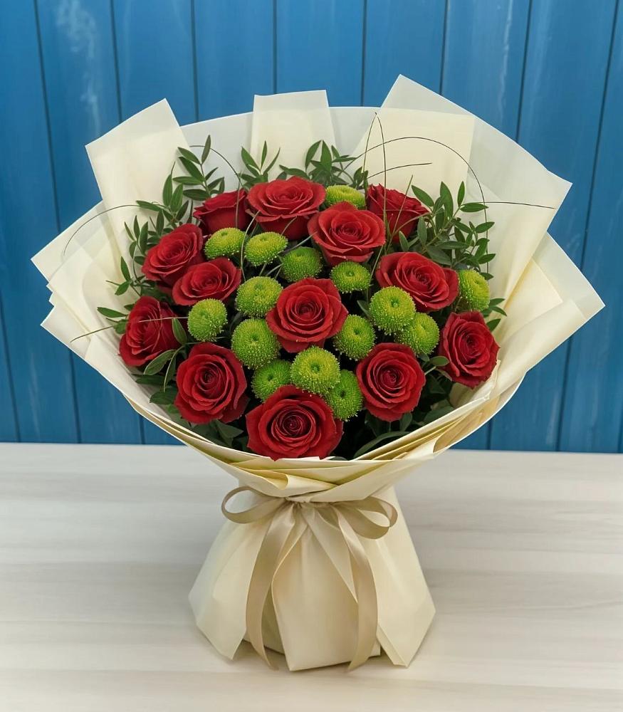 Букет цветов из: Розы и Хризантемы в Симбухово