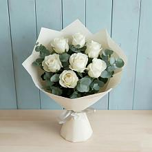 Букет Белые розы в Эвкалипте в Симбухово